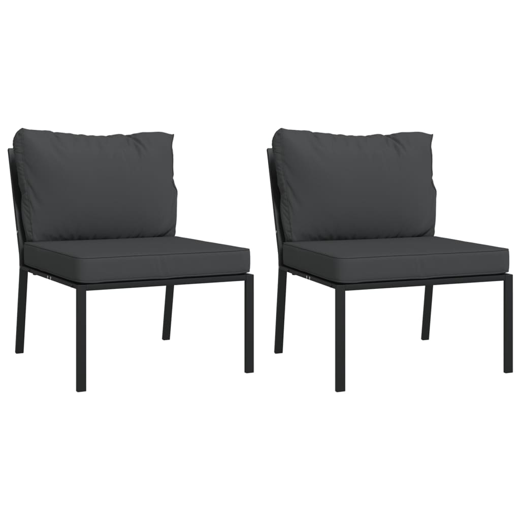 Salon de jardin 7 pcs avec coussins gris bambou acier
