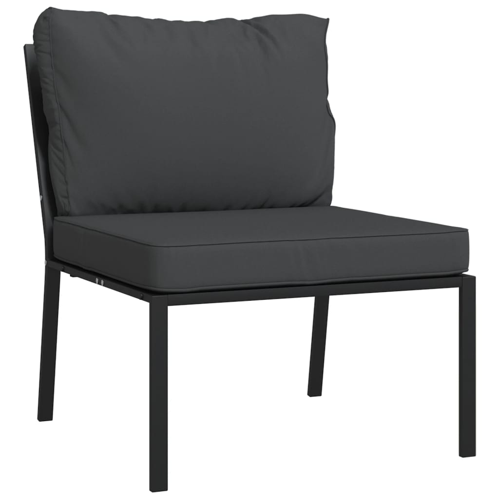 Salon de jardin 5 pcs avec coussins gris acier