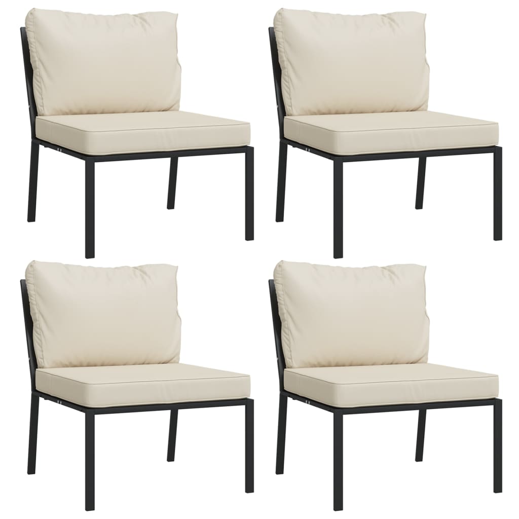 Salon de jardin 7 pcs avec coussins sable acier