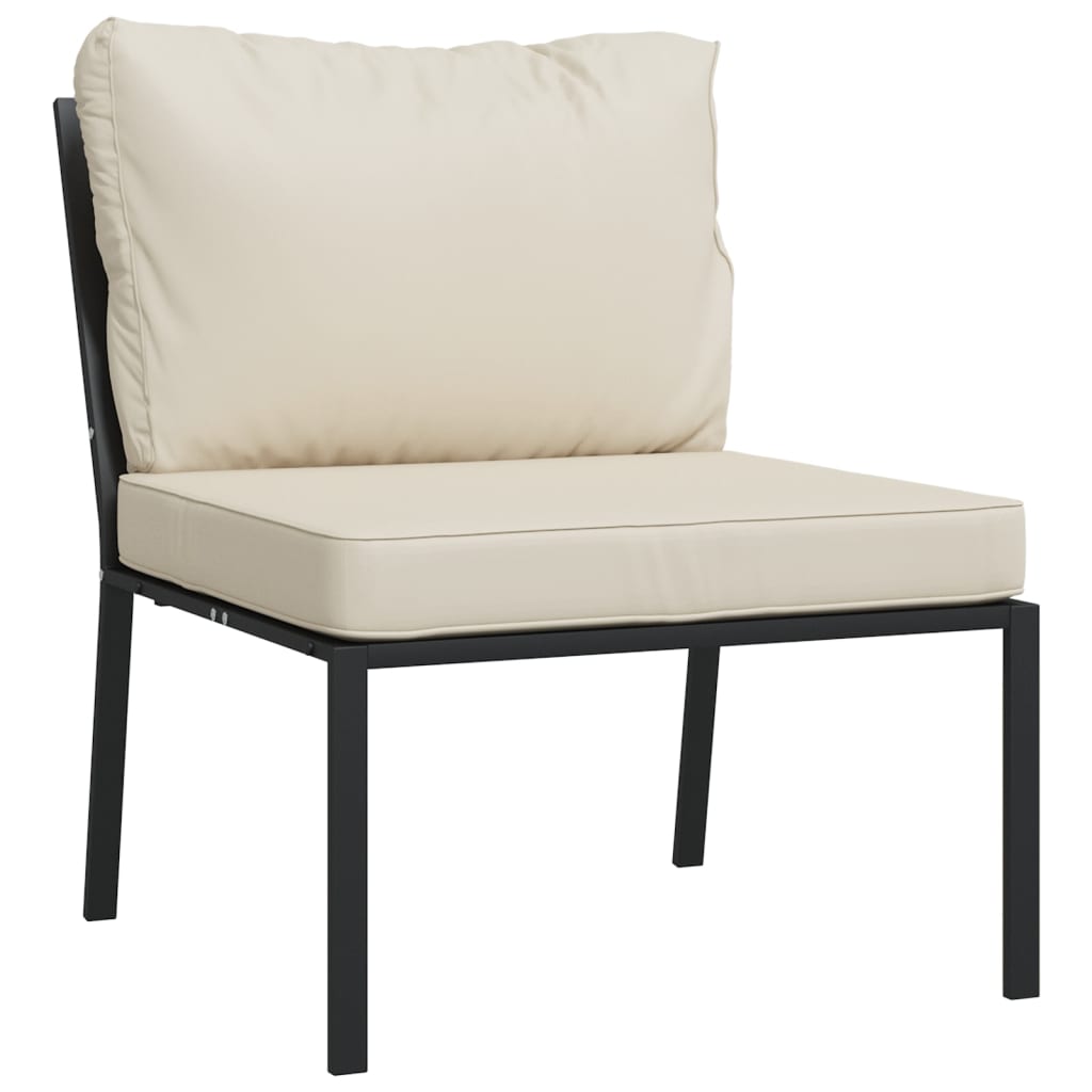 Salon de jardin 7 pcs avec coussins sable acier