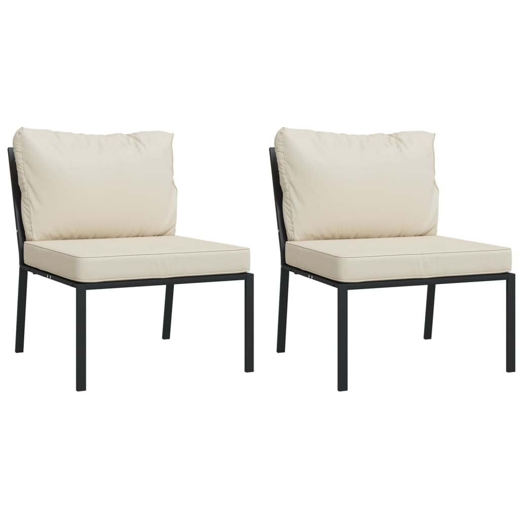 Salon de jardin 6 pcs avec coussins sable acier