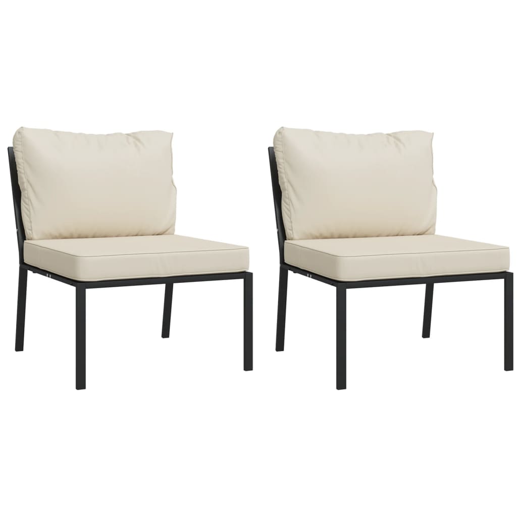 Salon de jardin 5 pcs avec coussins sable acier