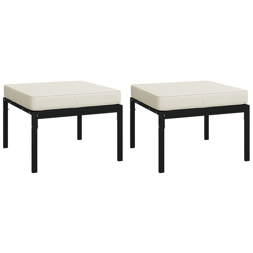 Salon de jardin 5 pcs avec coussins sable acier