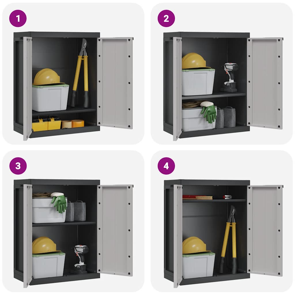Armoire de rangement d'extérieur gris et noir 65x37x85 cm PP