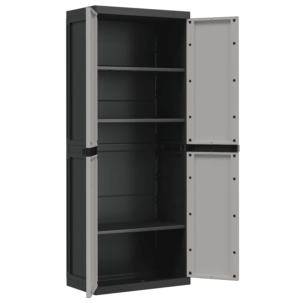 Armoire de rangement d'extérieur gris et noir 65x37x165 cm PP