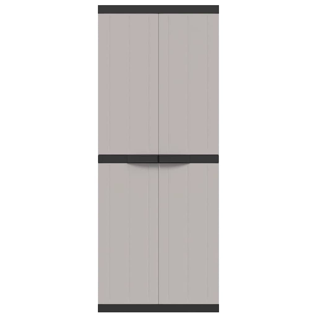 Armoire de rangement d'extérieur gris et noir 65x37x165 cm PP