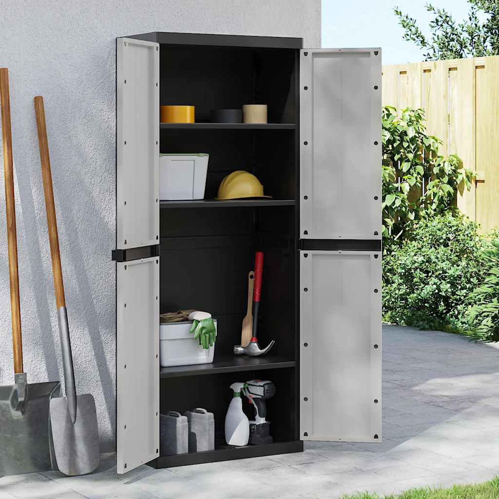 Armoire de rangement d'extérieur gris et noir 65x37x165 cm PP