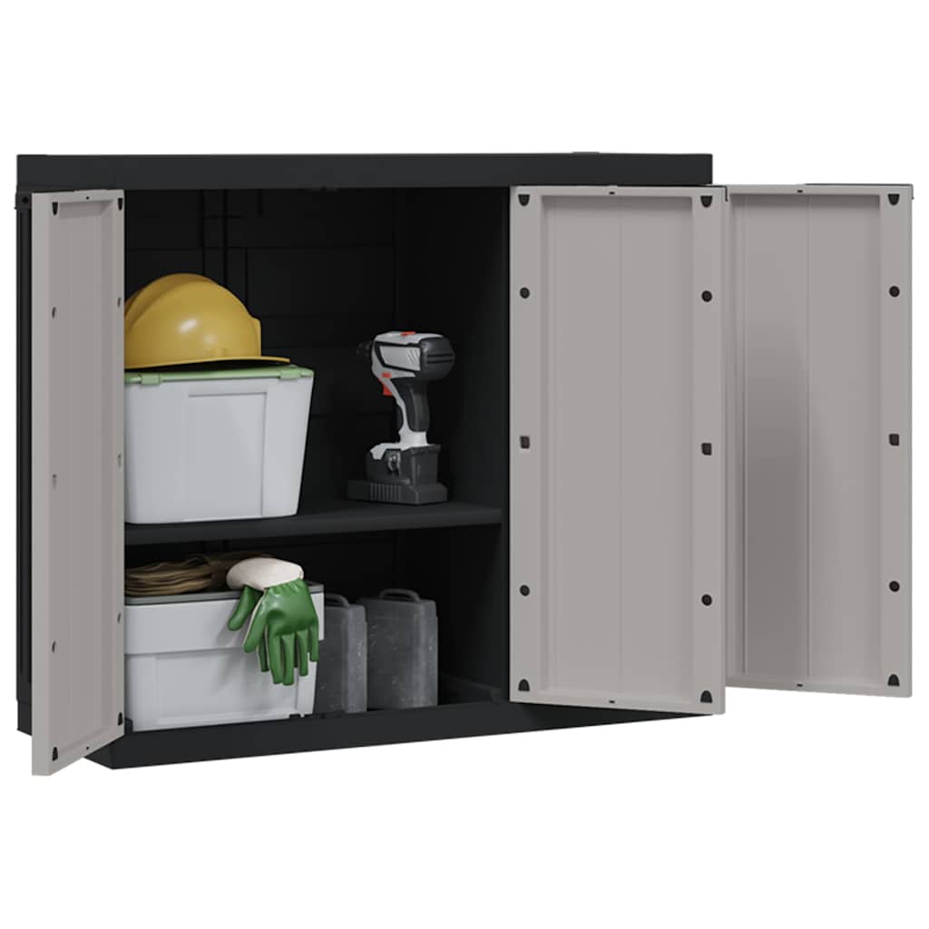 Armoire de rangement d'extérieur gris et noir 97x37x85 cm PP