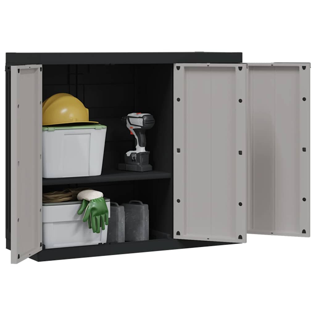 Armoire de rangement d'extérieur gris et noir 97x37x85 cm PP