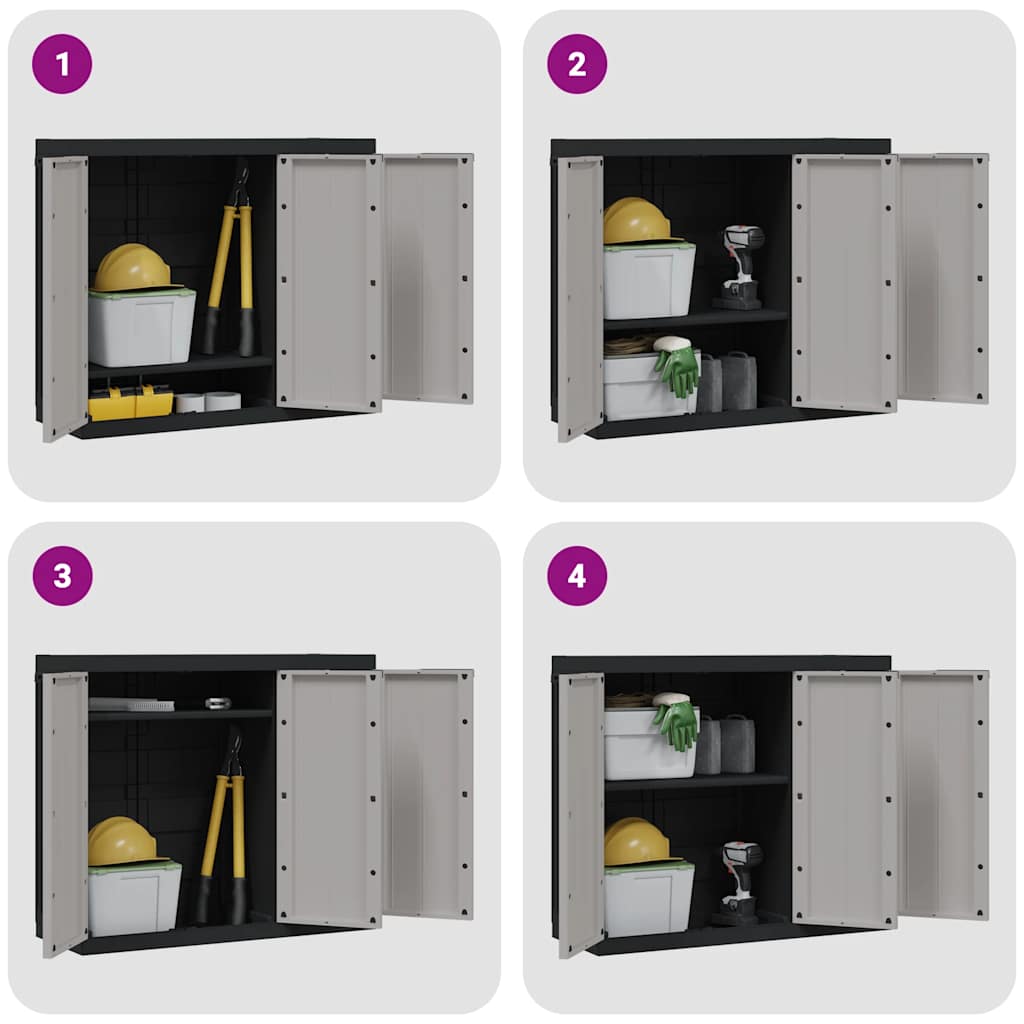 Armoire de rangement d'extérieur gris et noir 97x37x85 cm PP