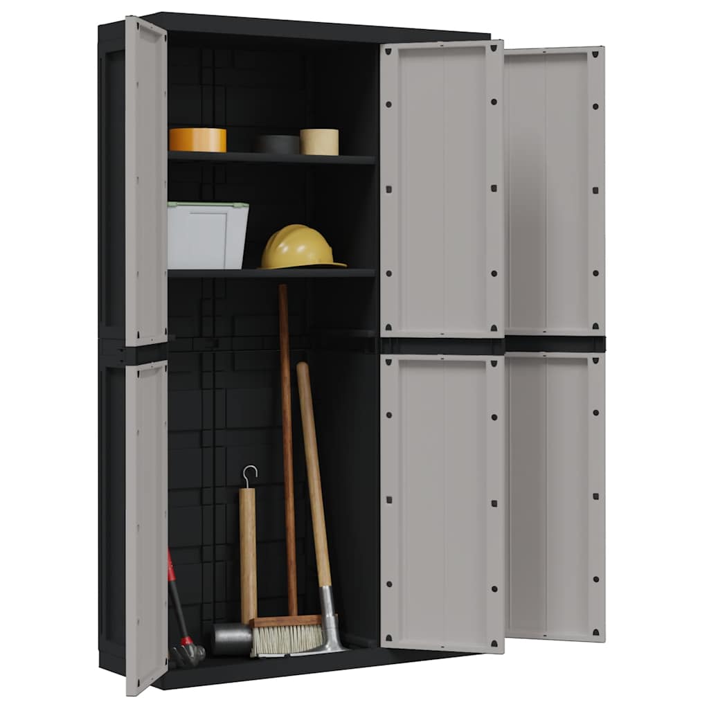 Armoire de rangement d'extérieur gris et noir 97x37x165 cm PP - XIOS