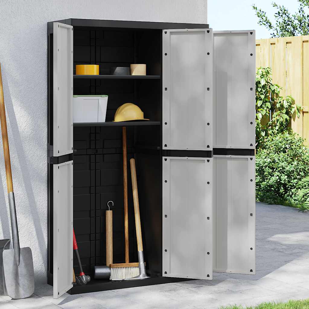 Armoire de rangement d'extérieur gris et noir 97x37x165 cm PP - XIOS