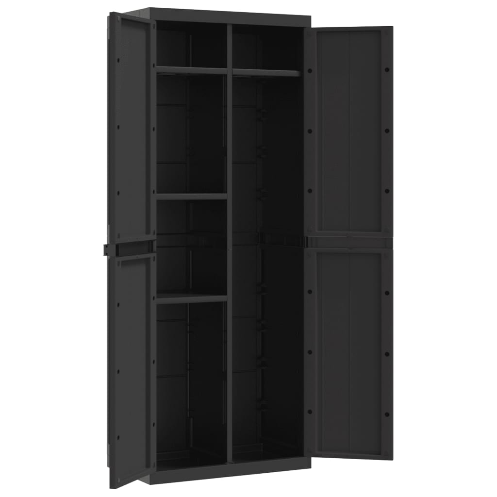 Armoire de rangement d'extérieur noir 65x37x165 cm PP Casiers & armoires de rangement vidaXL
