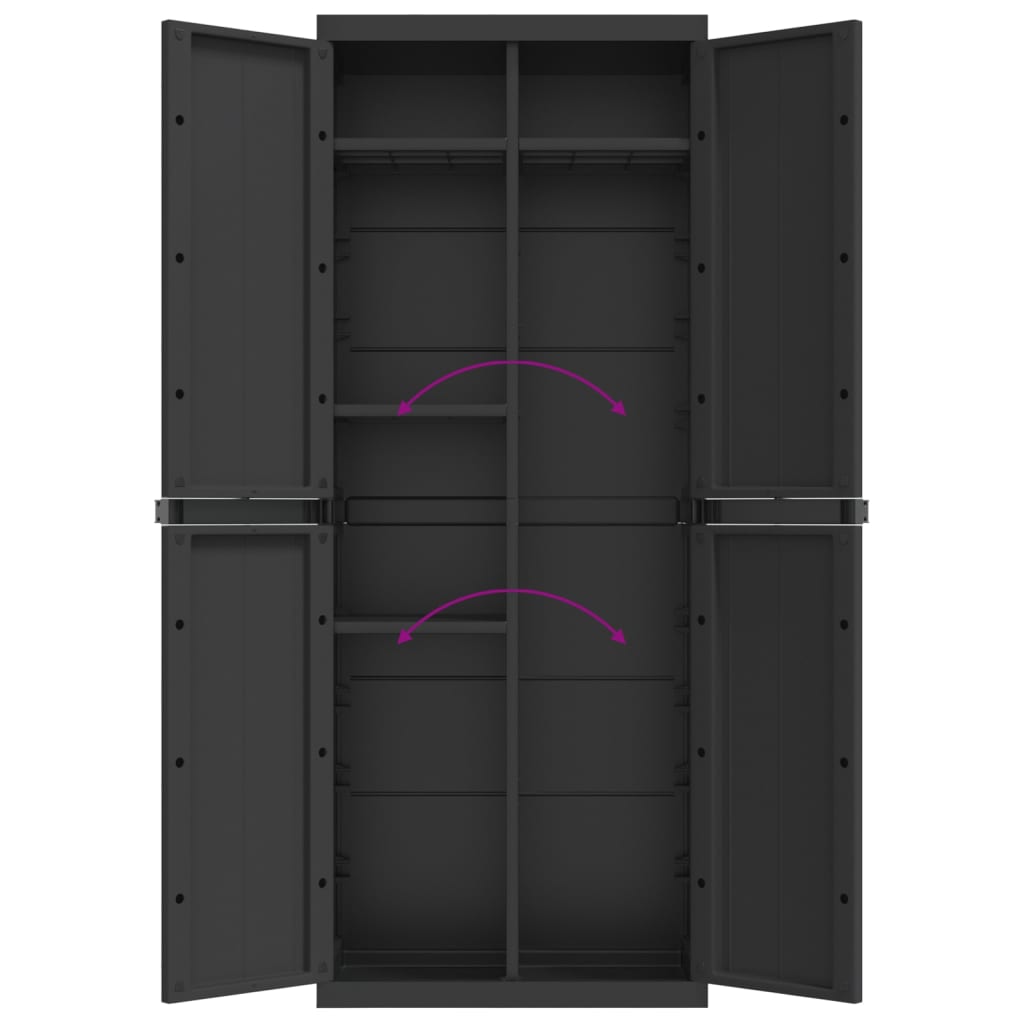 Armoire de rangement d'extérieur noir 65x37x165 cm PP Casiers & armoires de rangement vidaXL