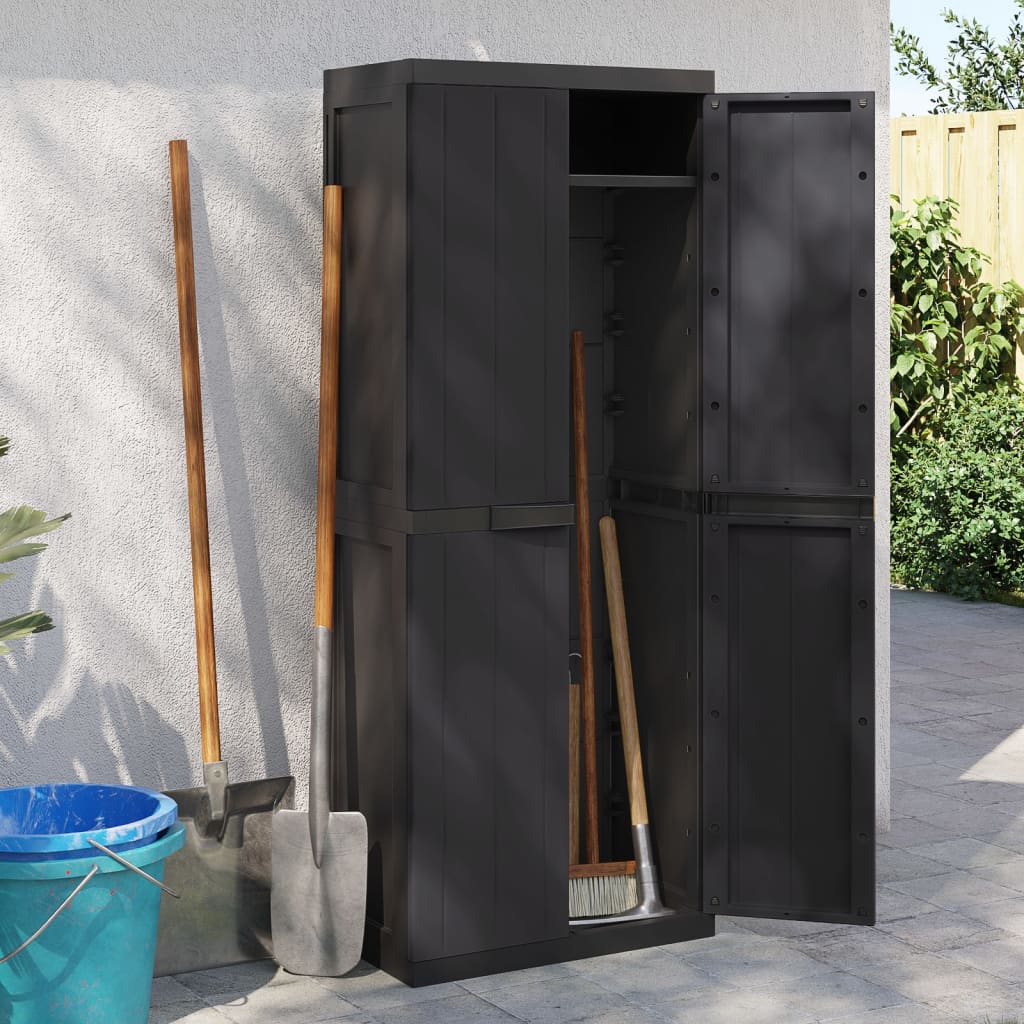 Armoire de rangement d'extérieur noir 65x37x165 cm PP Casiers & armoires de rangement vidaXL