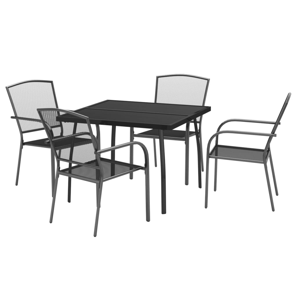 Ensemble à manger de jardin 5 pcs anthracite acier