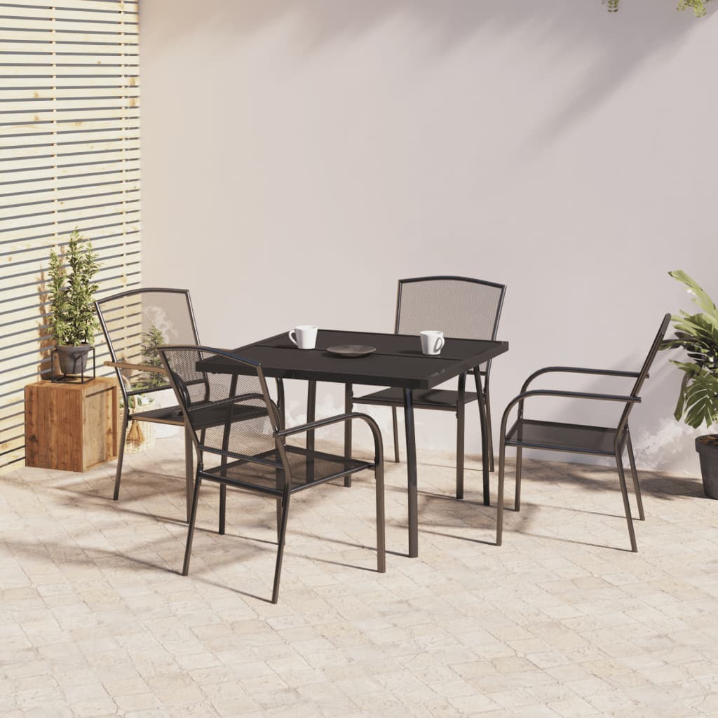 Ensemble à manger de jardin 5 pcs anthracite acier