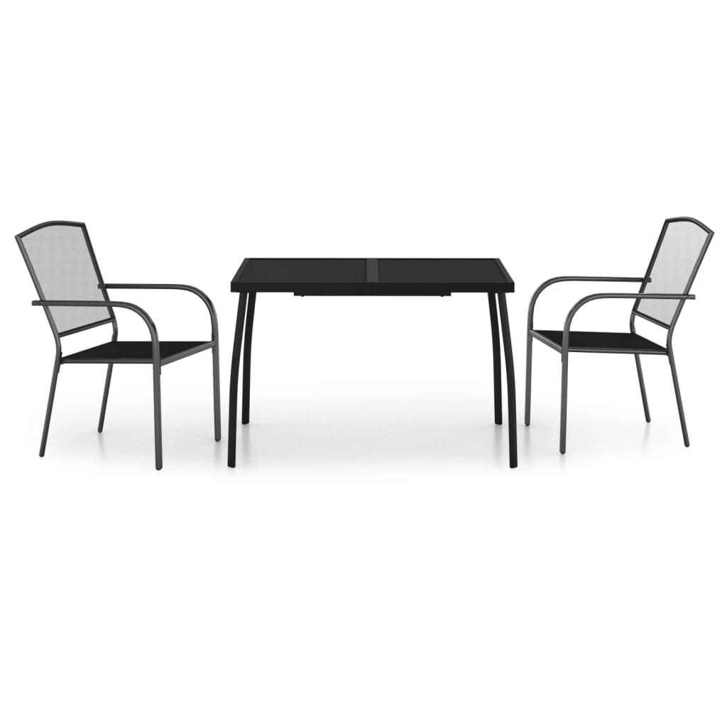Ensemble à manger de jardin 3 pcs anthracite acier