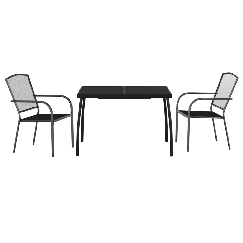 Ensemble à manger de jardin 3 pcs anthracite acier