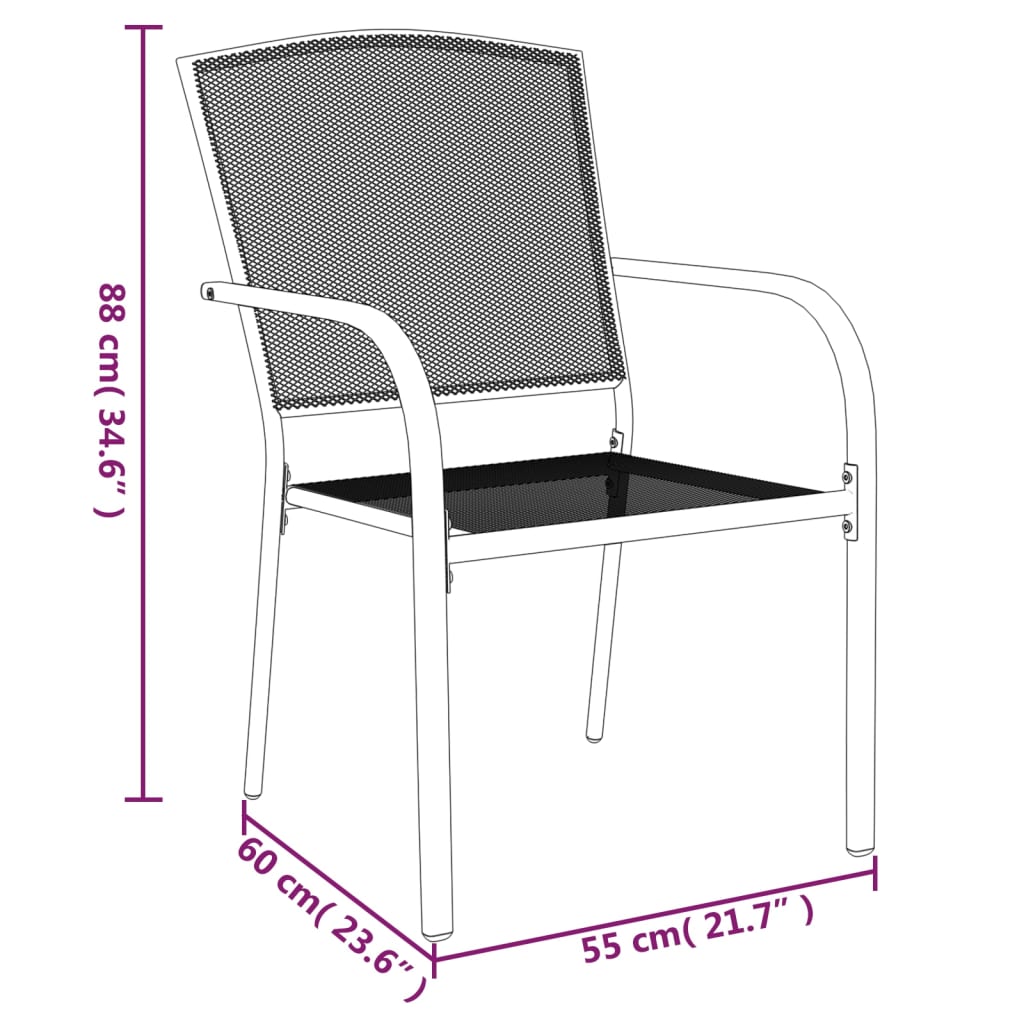 Ensemble à manger de jardin 3 pcs anthracite acier