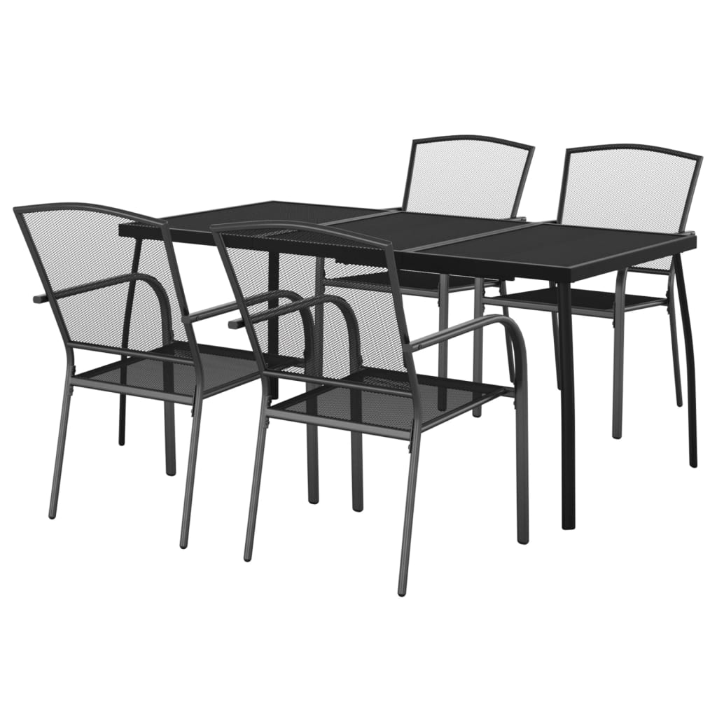 Ensemble à manger de jardin 5 pcs anthracite acier