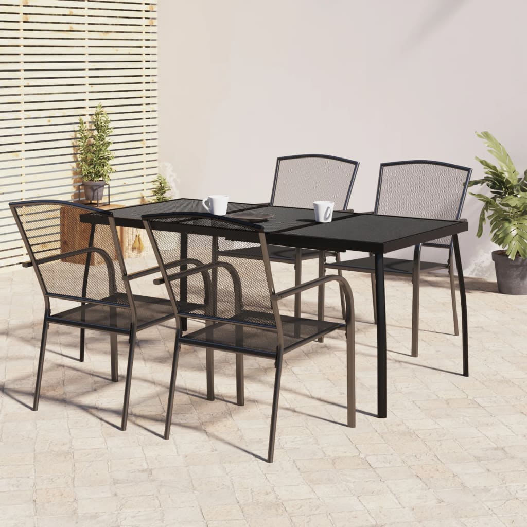 Ensemble à manger de jardin 5 pcs anthracite acier