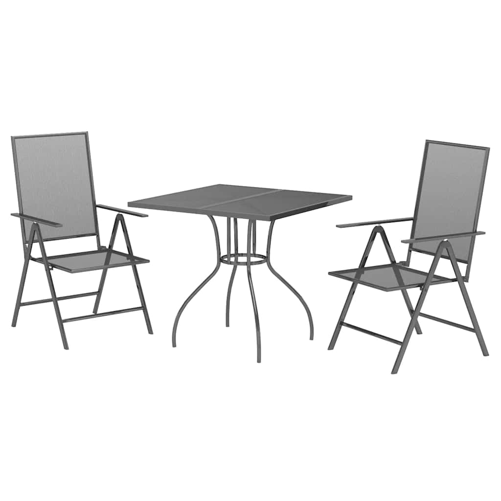 Ensemble à manger de jardin 3 pcs anthracite acier