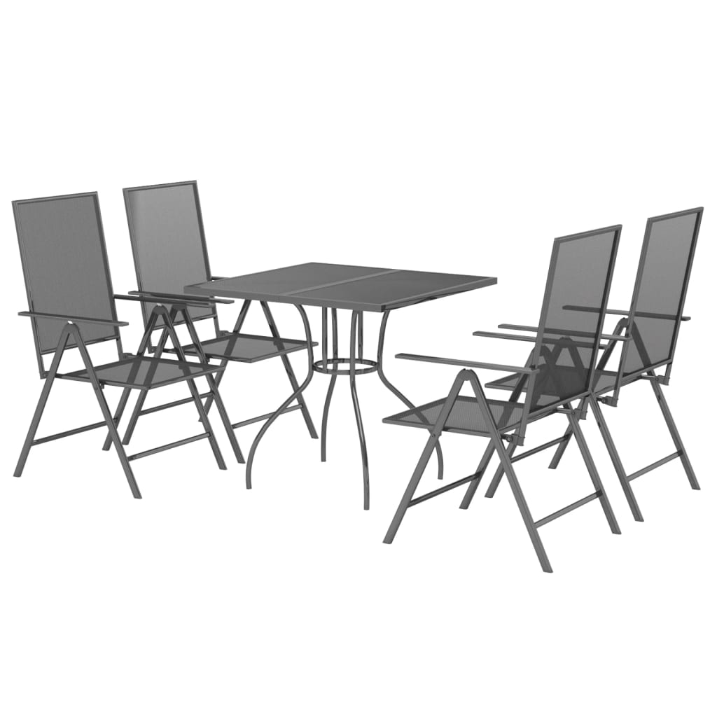 Ensemble à manger de jardin 5 pcs anthracite acier