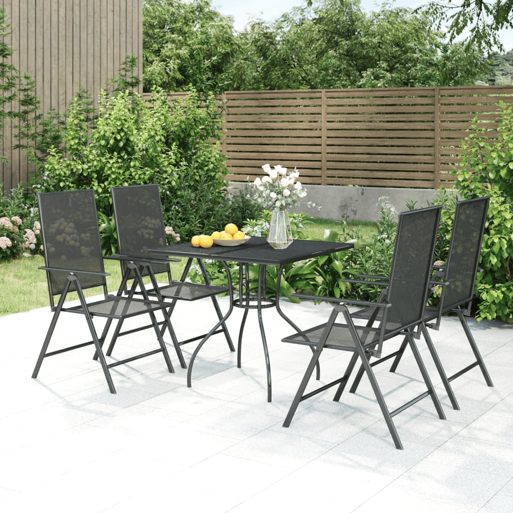 Ensemble à manger de jardin 5 pcs anthracite acier