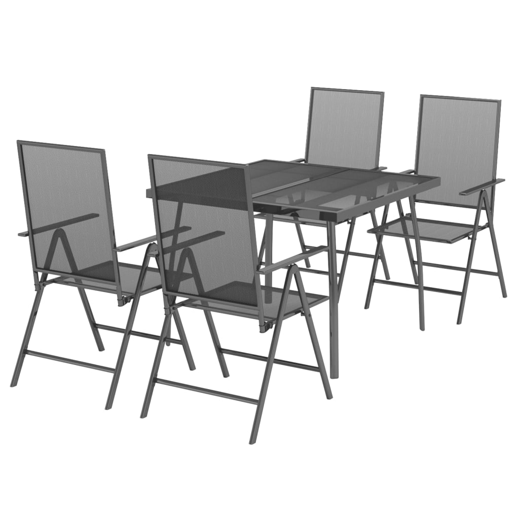 Ensemble à manger de jardin 5 pcs anthracite acier