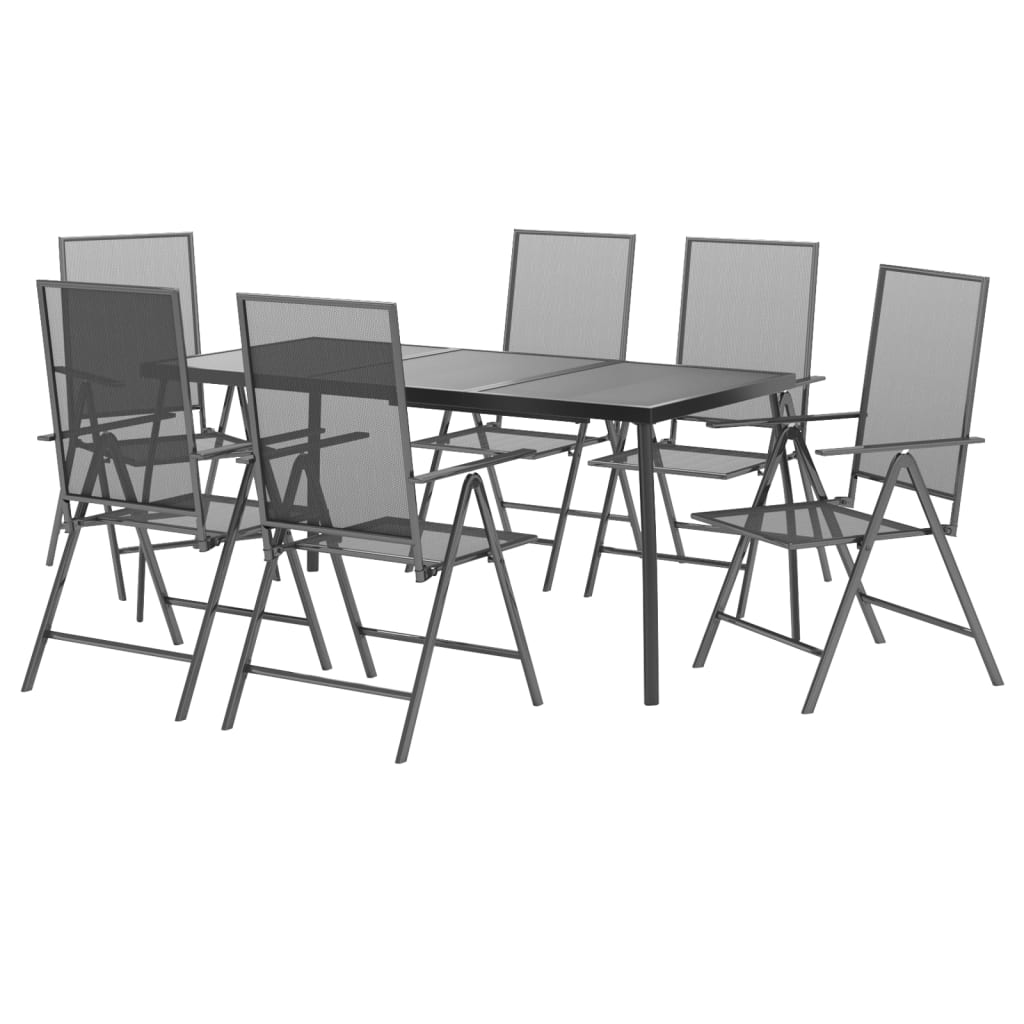 Ensemble à manger de jardin 7 pcs anthracite acier