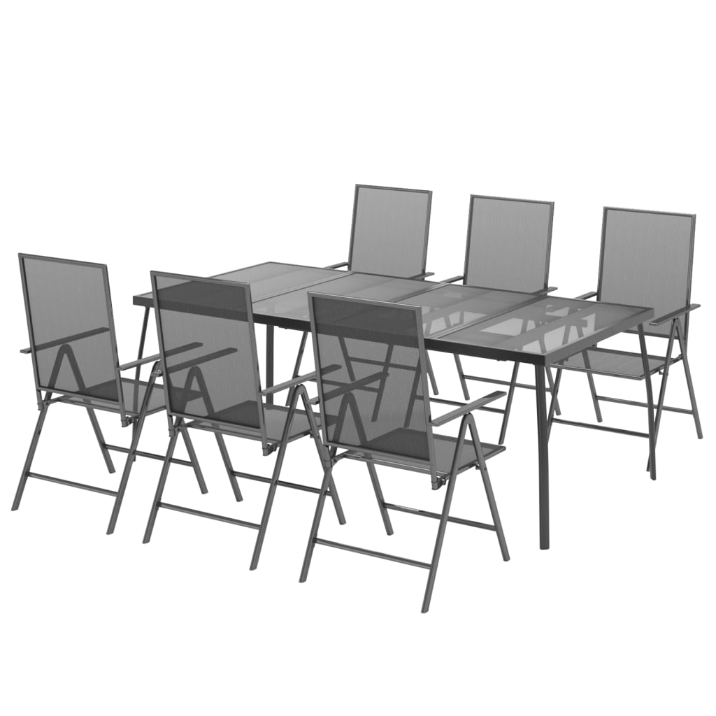 Ensemble à manger de jardin 7 pcs anthracite acier