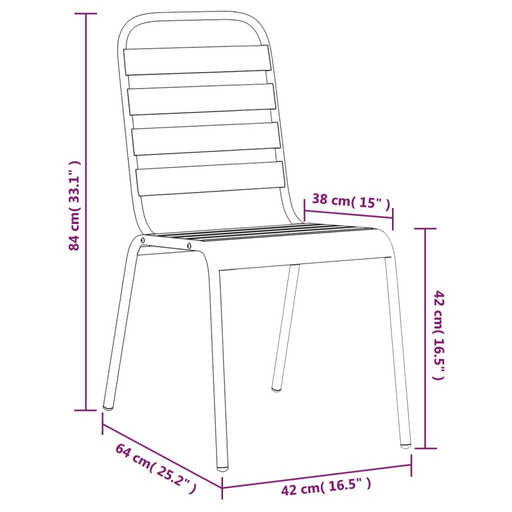 Ensemble à manger de jardin 3 pcs anthracite acier