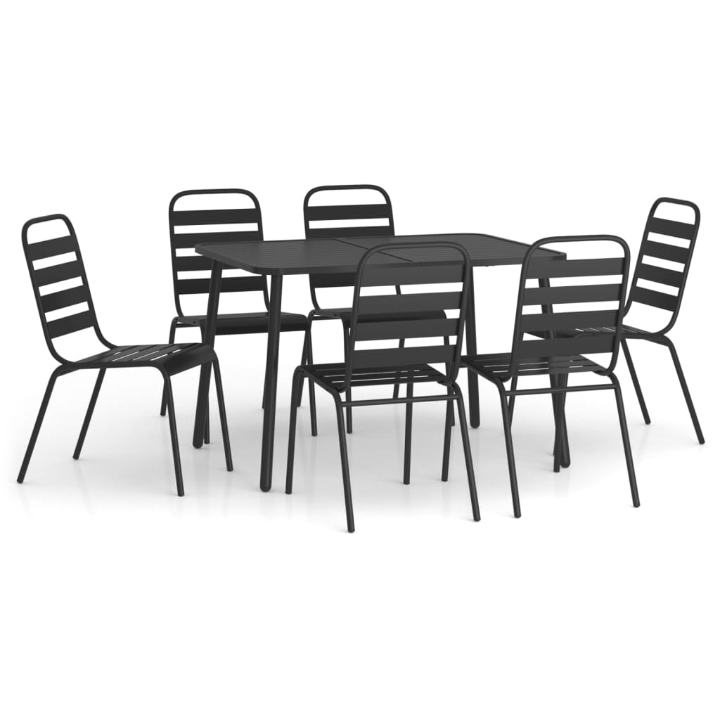 Ensemble à manger de jardin 7 pcs anthracite acier
