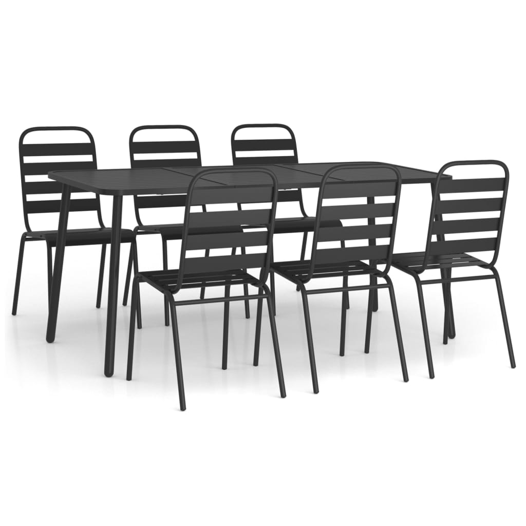 Ensemble à manger de jardin 7 pcs anthracite acier