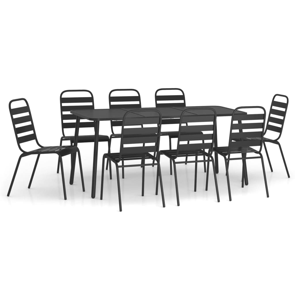 Ensemble à manger de jardin 9 pcs anthracite acier