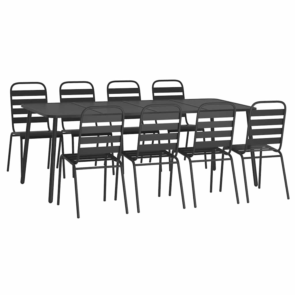 Ensemble à manger de jardin 9 pcs anthracite acier - XIOS
