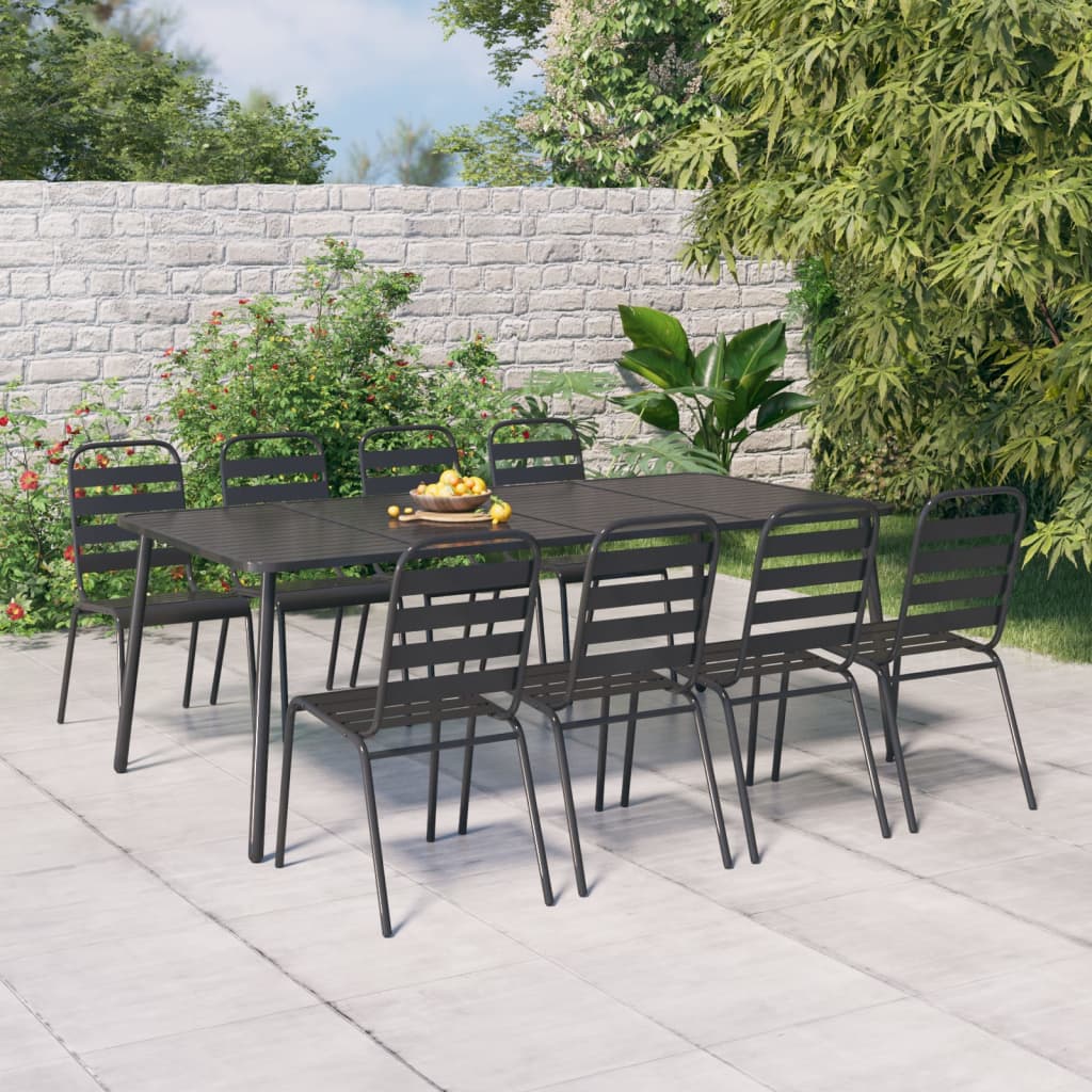 Ensemble à manger de jardin 9 pcs anthracite acier - XIOS