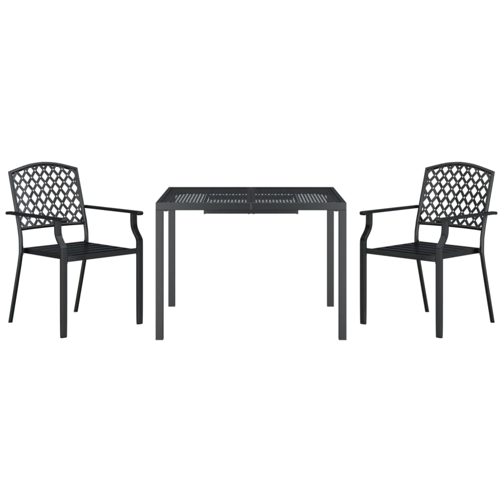 Ensemble à manger de jardin 3 pcs anthracite acier
