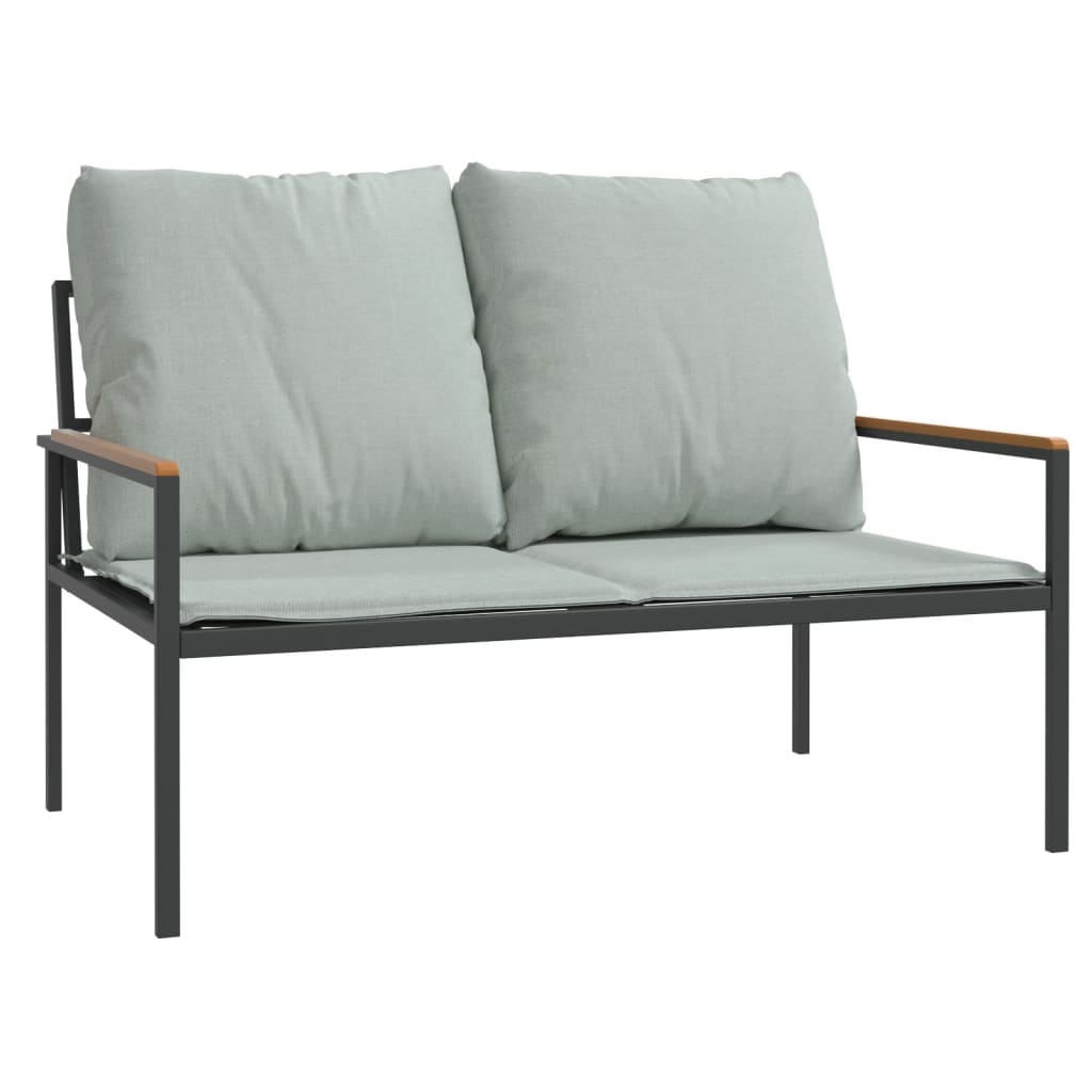 Salon de jardin avec coussins 4 pcs anthracite acier