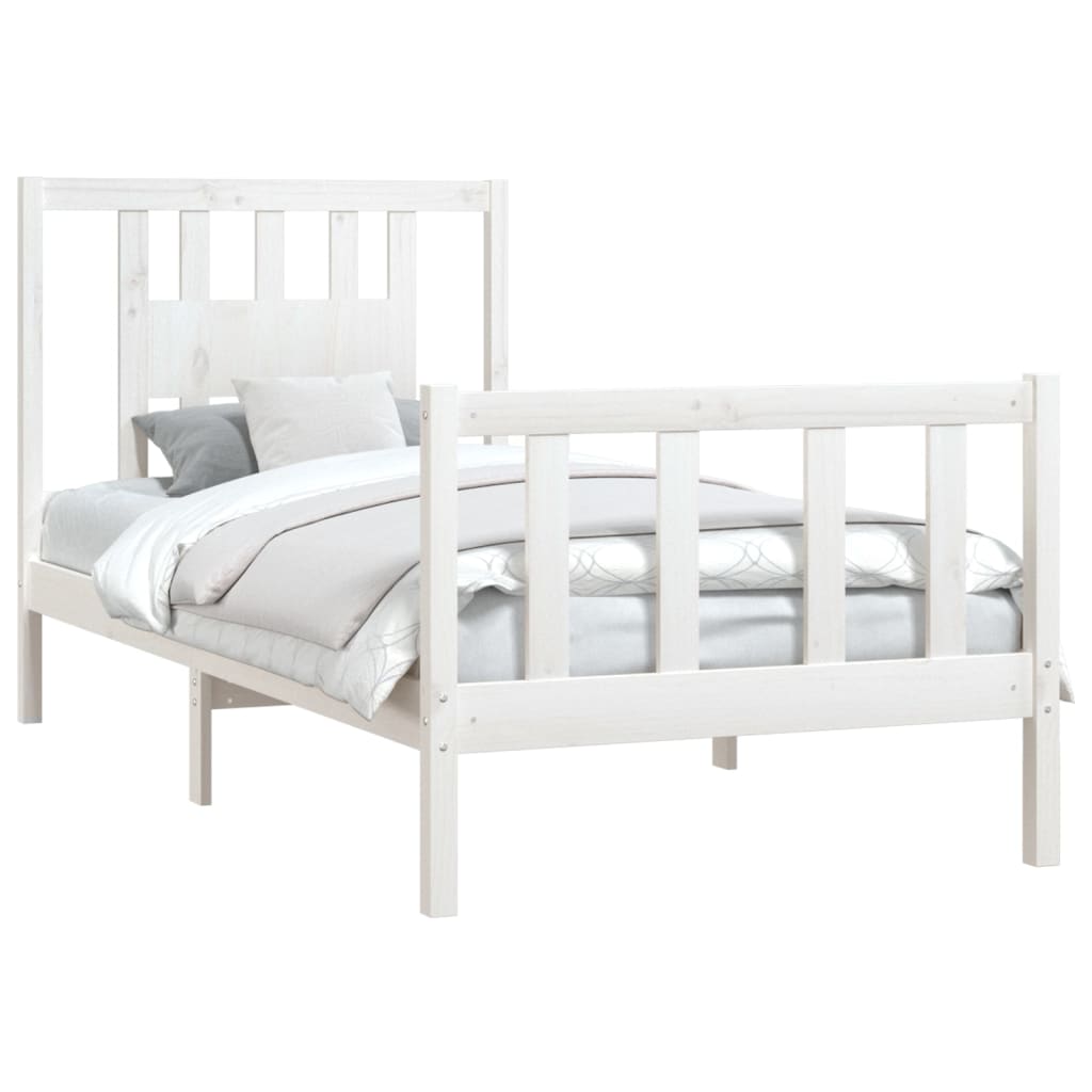 Cadre de lit sans matelas blanc bois de pin massif 90x200 cm - XIOS