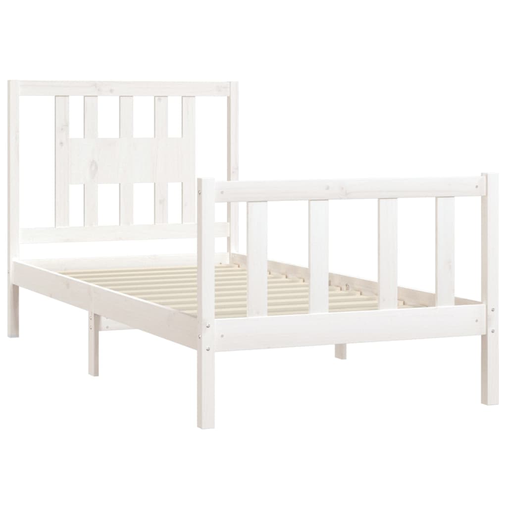 Cadre de lit sans matelas blanc bois de pin massif 90x200 cm - XIOS