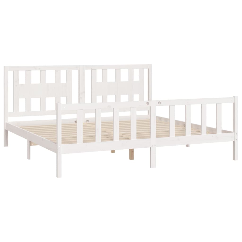 Cadre de lit sans matelas blanc bois massif de pin 200x200 cm - XIOS