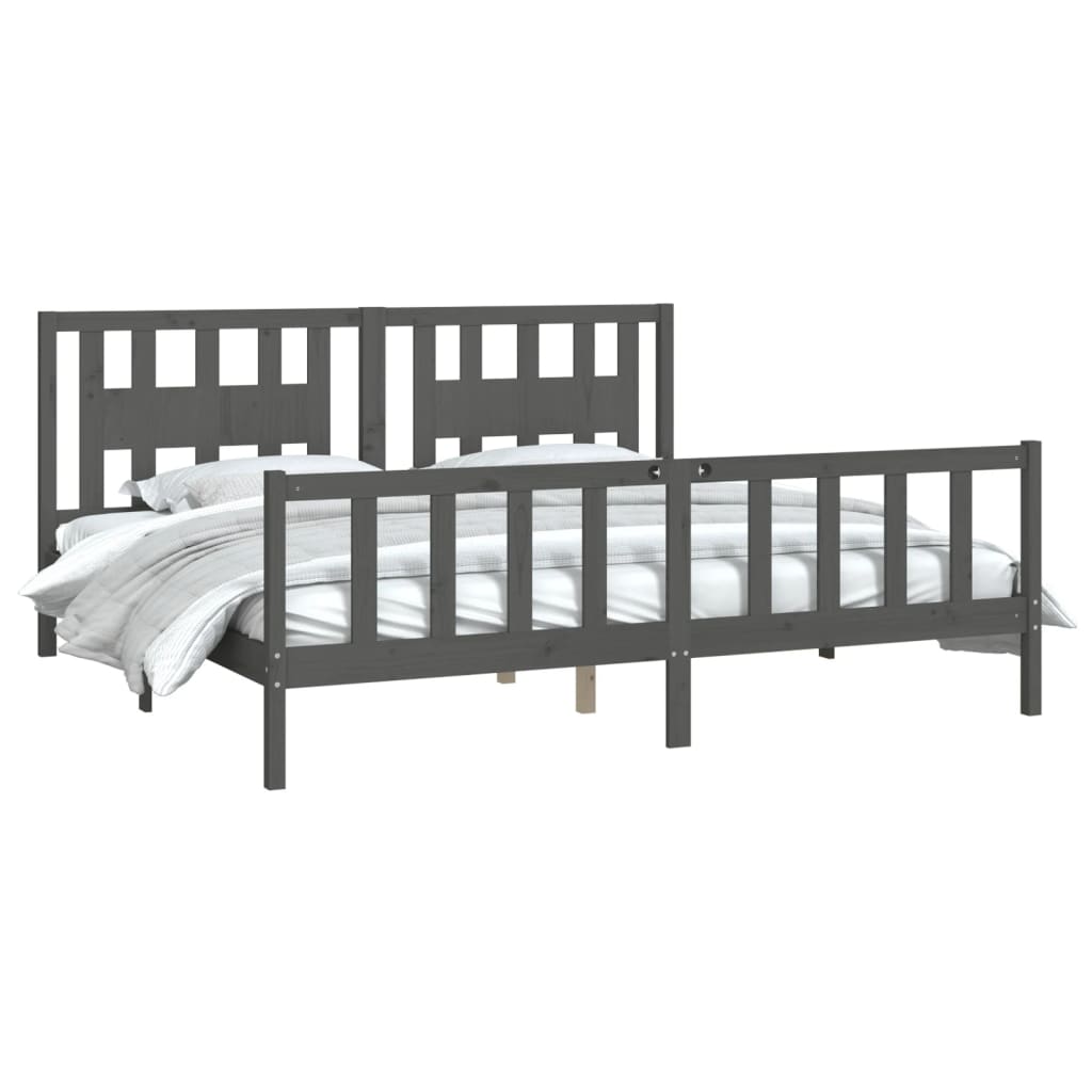 Cadre de lit sans matelas bois massif de pin gris 200x200 cm - XIOS