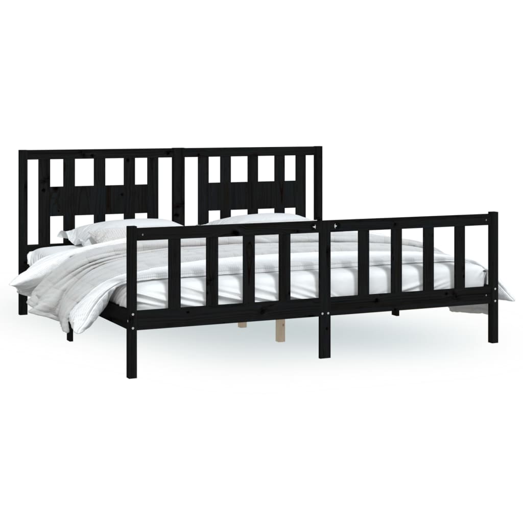 Cadre de lit sans matelas noir bois massif de pin 200x200 cm - XIOS