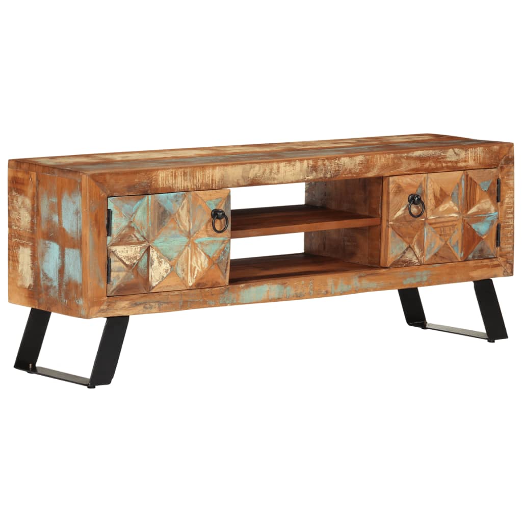 Meuble TV 112x30x45 cm bois massif de récupération - XIOS
