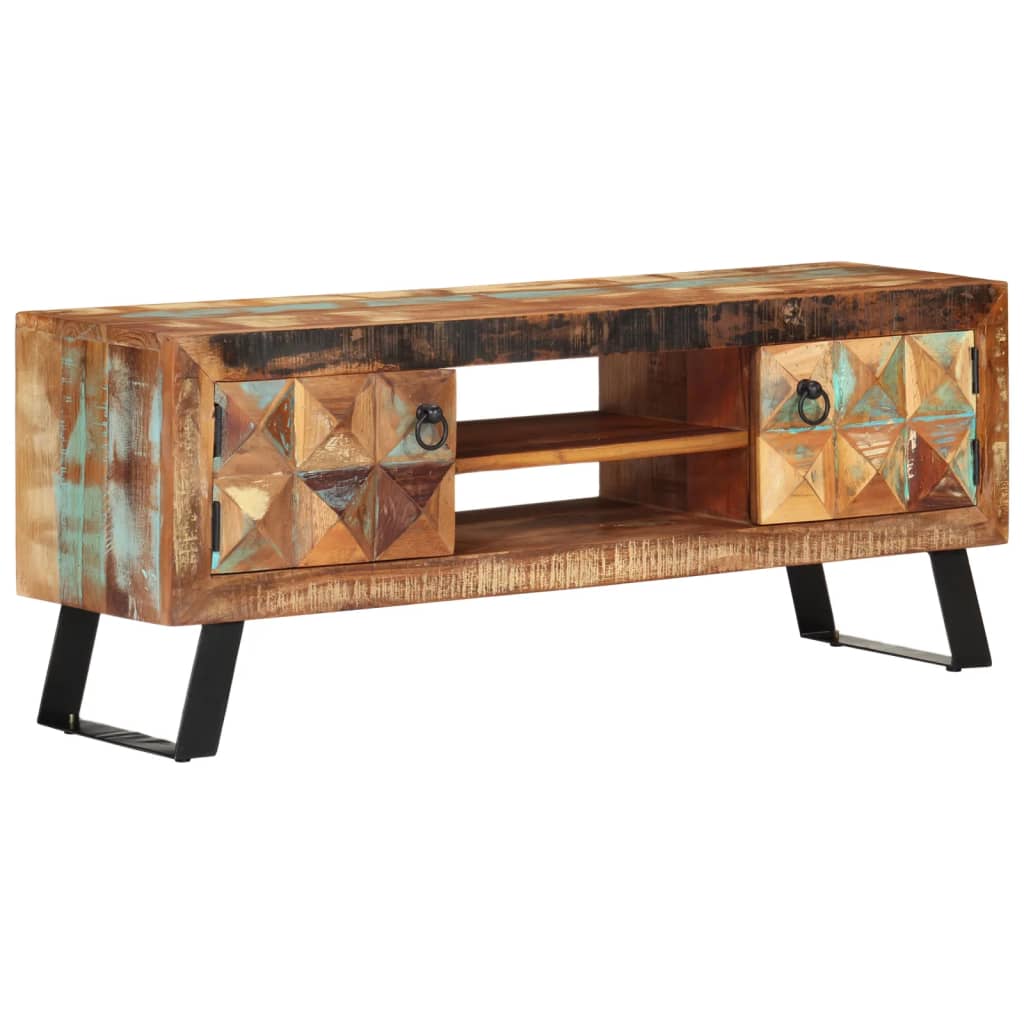 Meuble TV 112x30x45 cm bois massif de récupération - XIOS