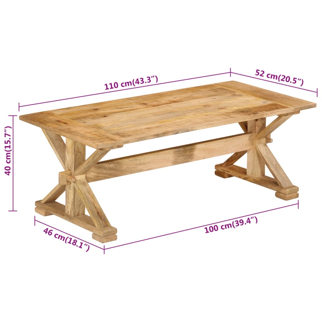 Table basse 110x52x40 cm bois de manguier massif - XIOS