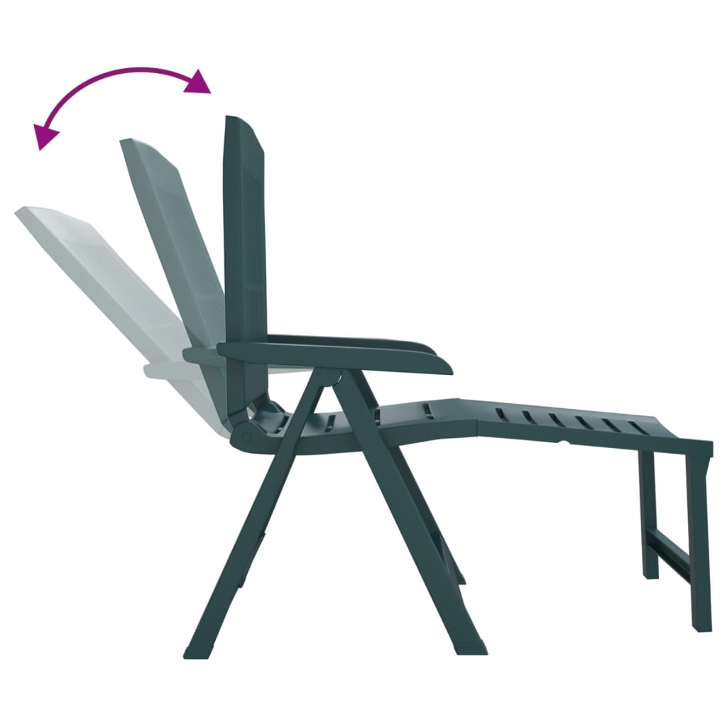 Chaise longue vert plastique Bains de soleil vidaXL