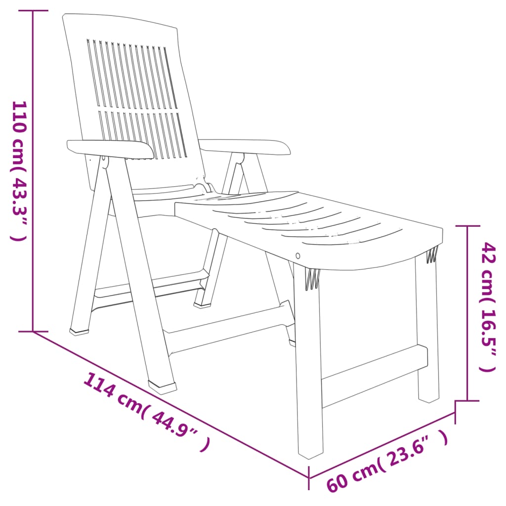 Chaise longue vert plastique Bains de soleil vidaXL
